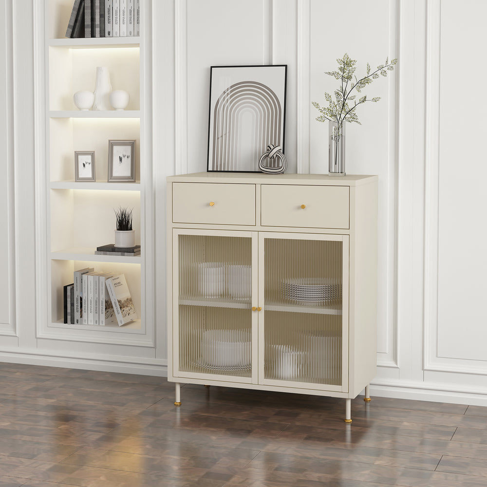 Komoda Lindau stal 97x80x40 cm kremowobiała [en.casa] - premiumXL