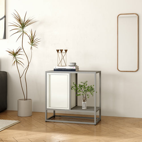 Komoda Burlöv stalowa 70x72x35 cm szara/biała [en.casa] - premiumXL
