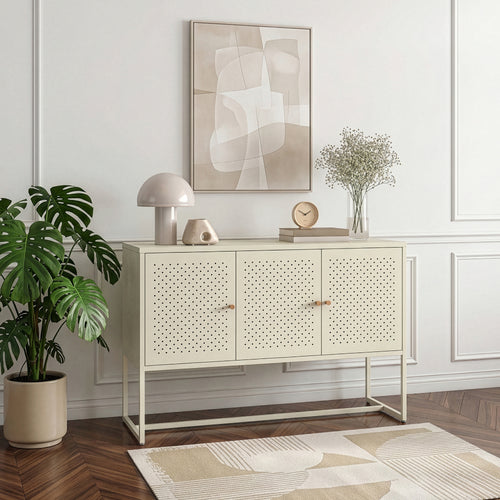 Sideboard Viitasaari 120x40x80 cm stal kremowobiały [en.casa]