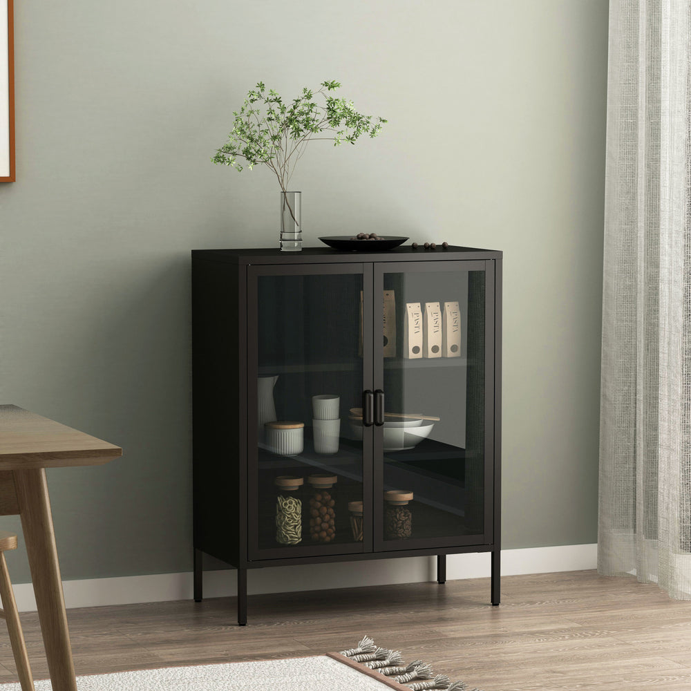 Sideboard Fauske z przeszklonymi drzwiami w różnych kolorach [en.casa] - premiumXL