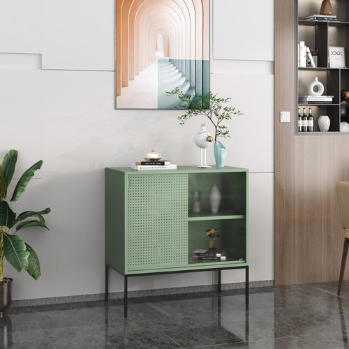 Komoda Eidsvoll 80x45x85cm zielona [en.casa] - premiumXL