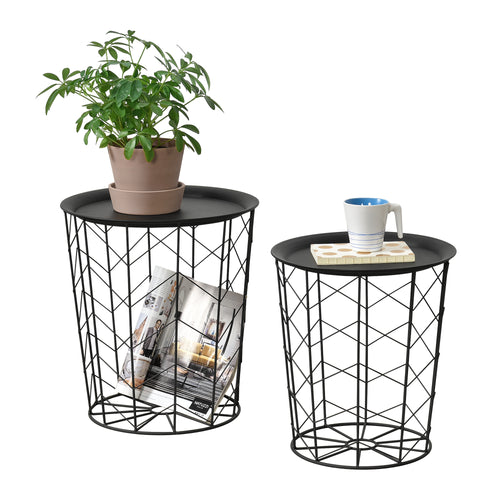 Zestaw 2 metalowych stolików bocznych Cerisey Black en.casa